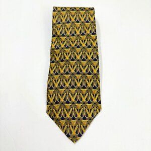 The Metropolitan Museum Of Art Silk Tie With Gold & Navy Art Deco Design
